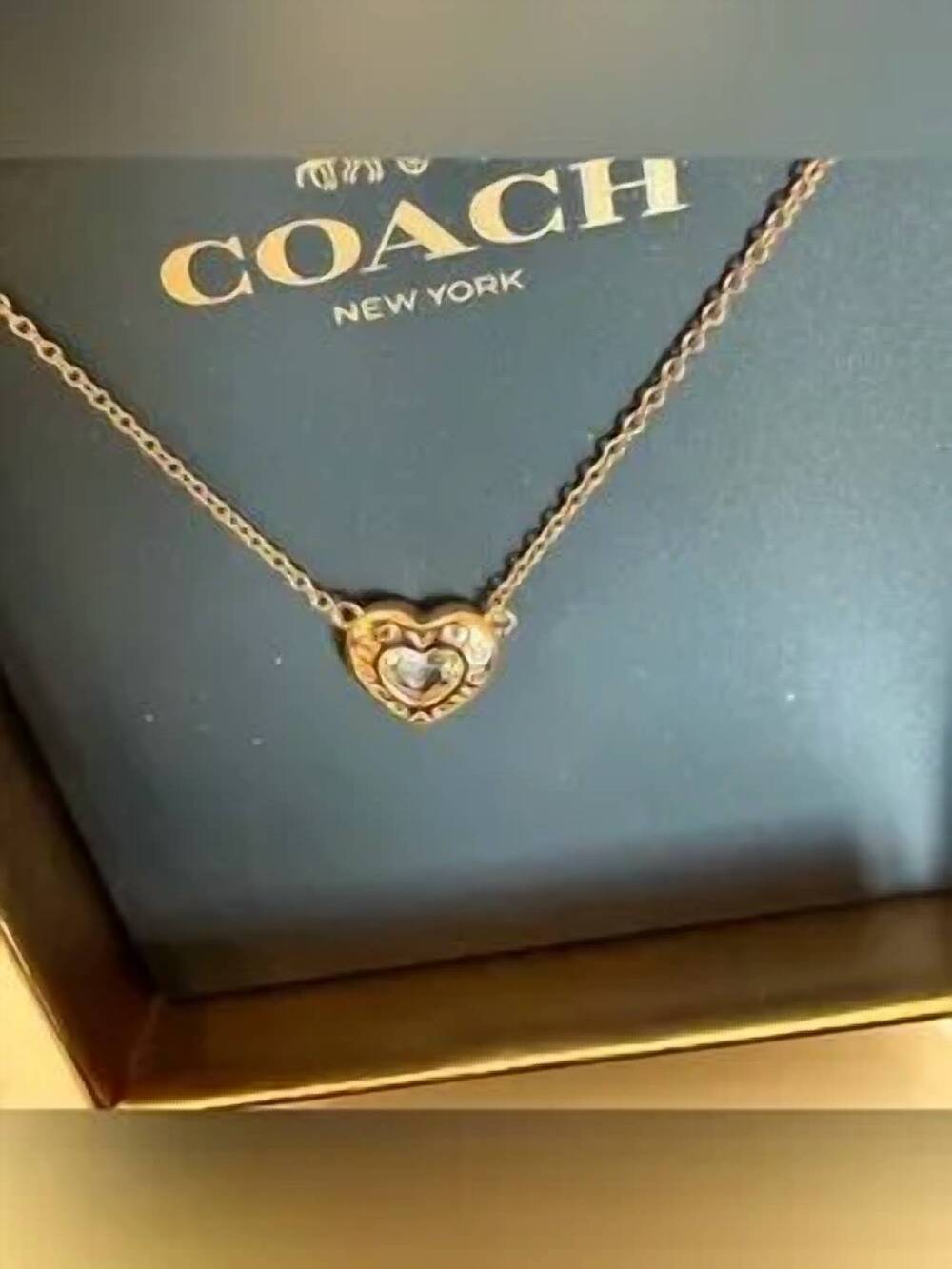 NEW COACH women's heart necklace in rose gold